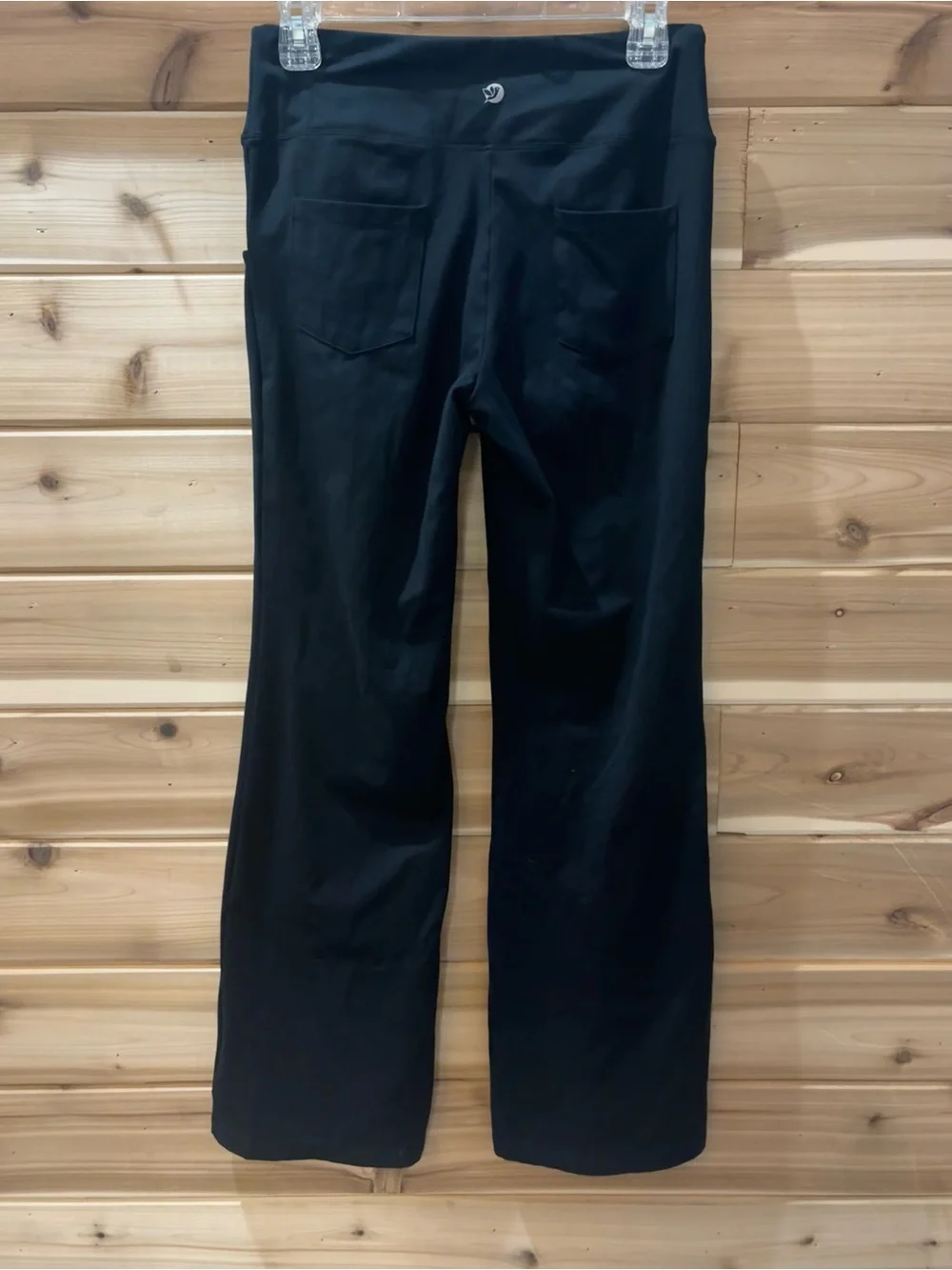 Boot-Cut Yoga Pants with Wide Waistband in Black - Picture 2 of 6